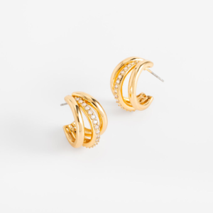 Aretes NICE diseño triple aro y piedras brillante